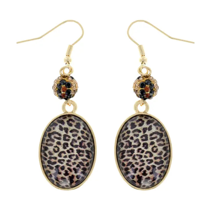 Western Leopard Cactus Oval Earrings