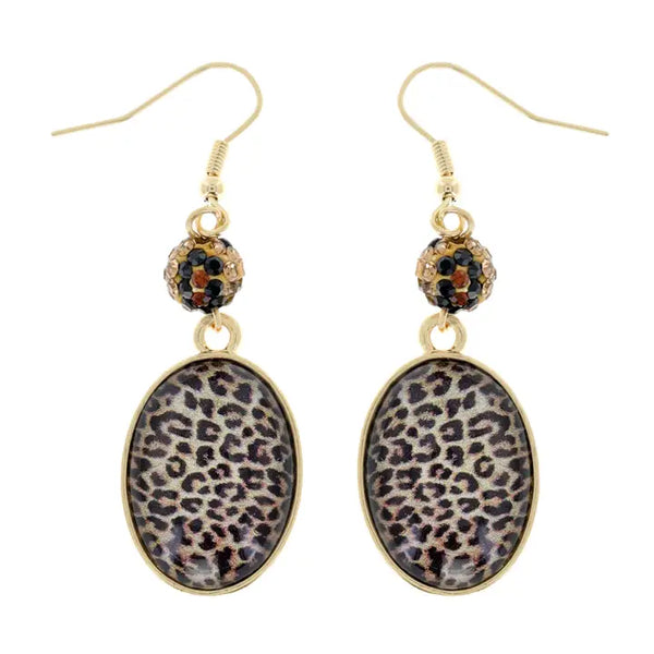 Western Leopard Cactus Oval Earrings