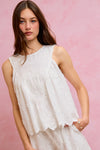 3d Floral Ruched Sleeveless Top
