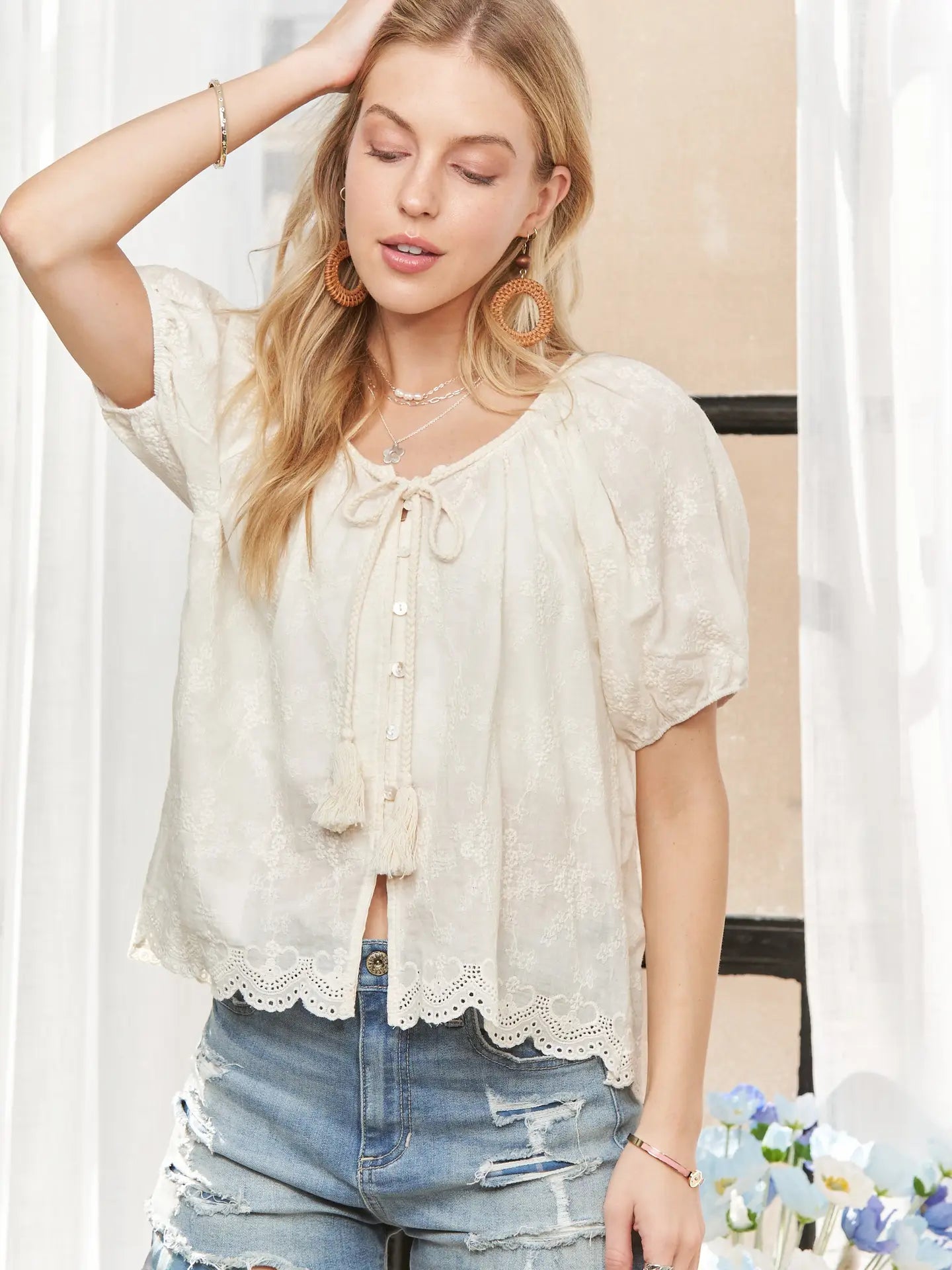 The Palm Society Top - Blush & Cactus