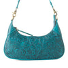 Myra Heritage Vine Embossed Leather Bag For Women in Turquoise with Shoulder Strap