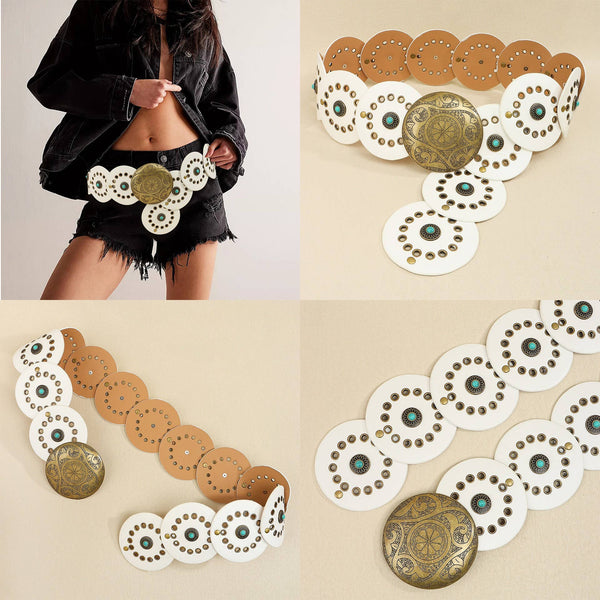 Studded Circular Disc Snap Y Shape Belt