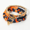 4PCS - Gameday Football Charm Heishi Beaded Stretch Multi Layered Bracelets