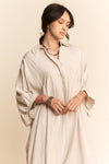 Davi & Dani Oversized Hemline Collared Neckline Shirt Dress