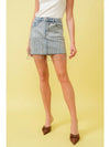 Rhinestone Fringe Front Mini Denim Skirt