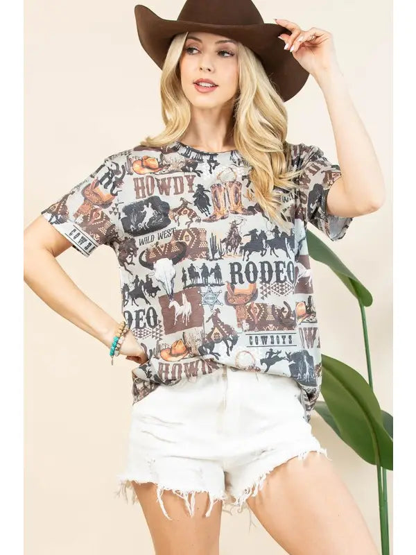 Western Rodeo Print Short Sleeve T