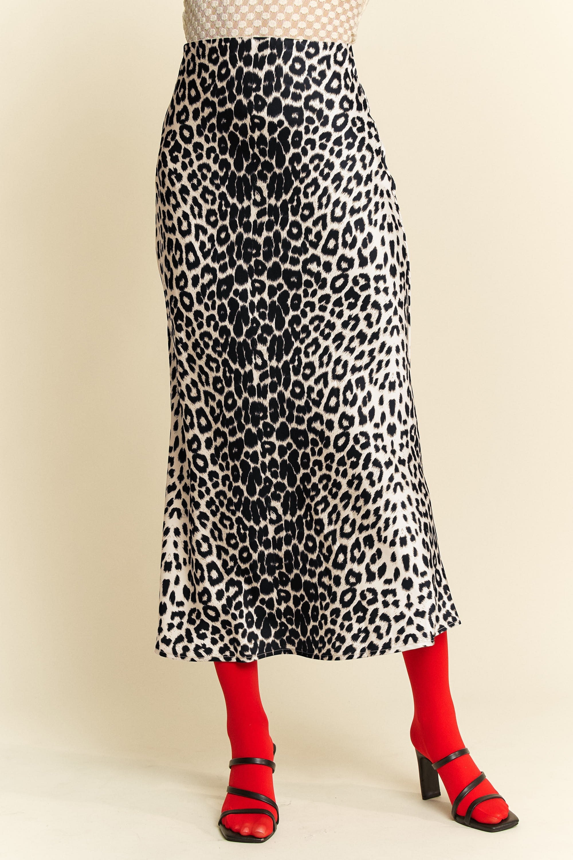 Davi & Dani Leopard Animal Print Long Length Waist Tie Skirt