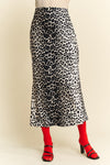 Davi & Dani Leopard Animal Print Long Length Waist Tie Skirt