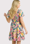 Smocked Bodice Flroal Pritned Dress
