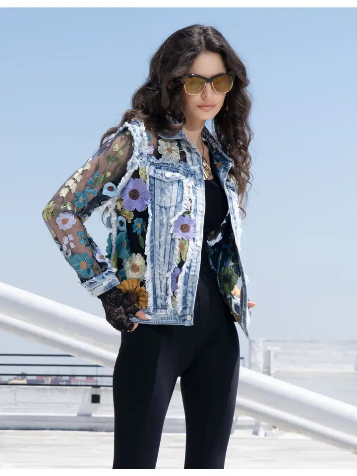 Floral Fantasy Embroidered Denim Jacket