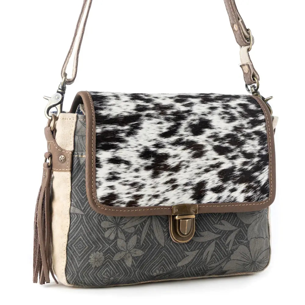 Meadowhide Western Shoulder Bag For Women in Brown with Hairon Flap