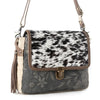 Meadowhide Western Shoulder Bag For Women in Brown with Hairon Flap