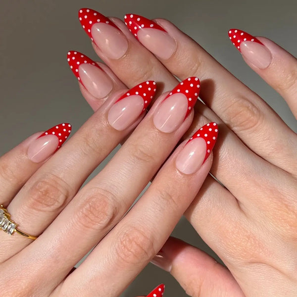 PaintLab Red Polka Dot Press - On Nails - Blush & Cactus
