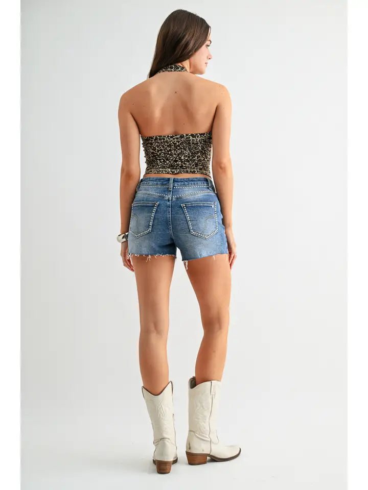 Mica Studded Mid-Rise Shorts - Blush & Cactus