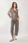 Davi & Dani Leopard Twill Moto Style Biker Jacket Outerwear
