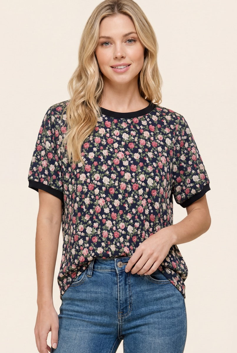 Flroal Printed Jersey Top
