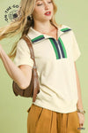 Classic Club Zip Polo - Blush & Cactus