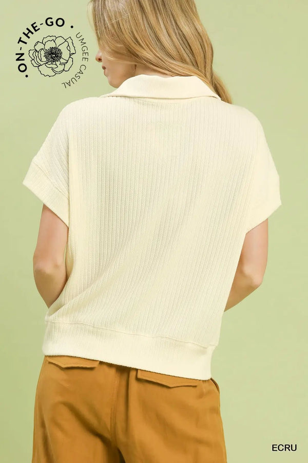 Classic Club Zip Polo - Blush & Cactus