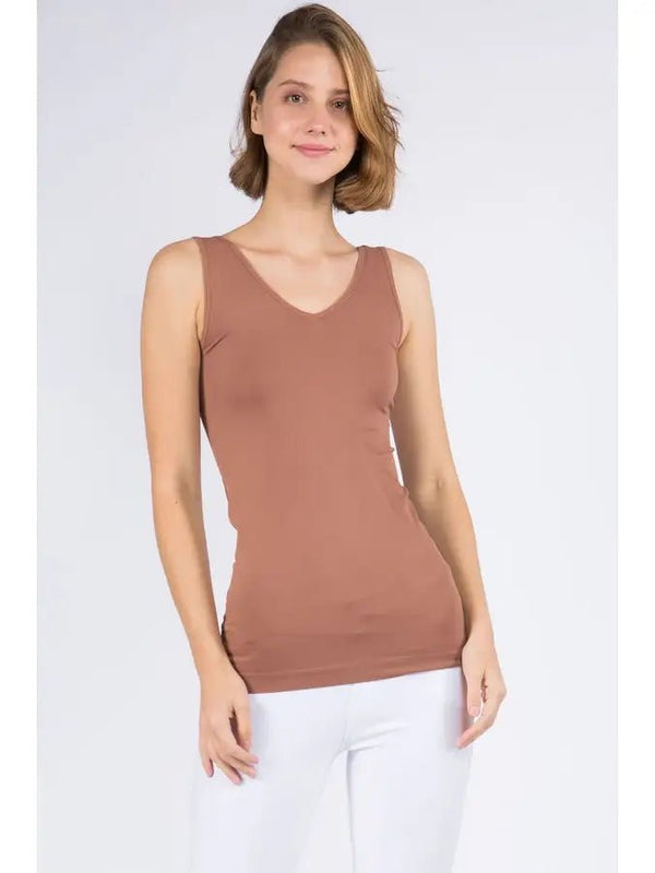 Reversible V or U Neckline Seamless Tank - 8 Colors - Blush & Cactus