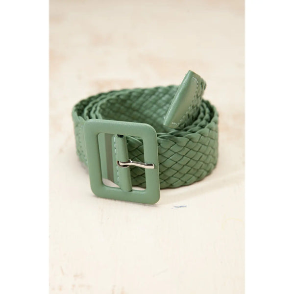 Colored Braided Rectangle Buckle Leather Belt