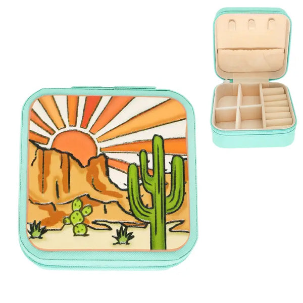 Western Desert Themed Leather Jewelry Box