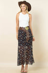 Western Mesh Maxi Skirt - Blush & Cactus