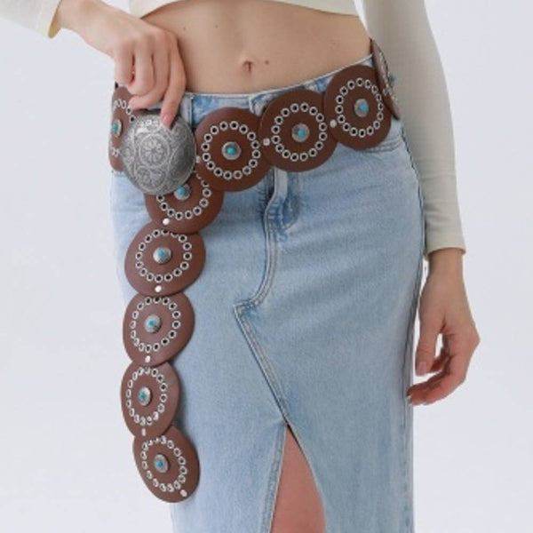 WESTERN CIRCLE BELT TURQUOISE EMBELLISHED - Blush & Cactus
