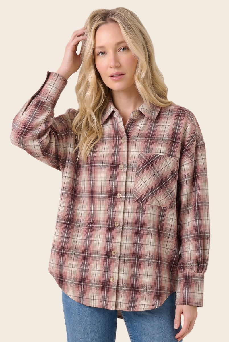 Blush of Fall Plaid Shirt