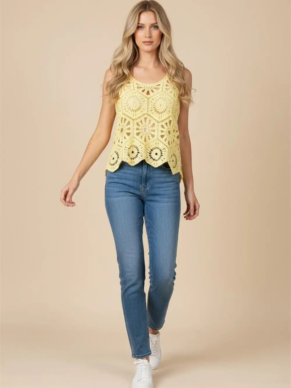 Obsessed Crochet Tank in Butter Yellow - Blush & Cactus