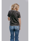 Thankful Acid Washed Studs Tee - Charcoal - Blush & Cactus