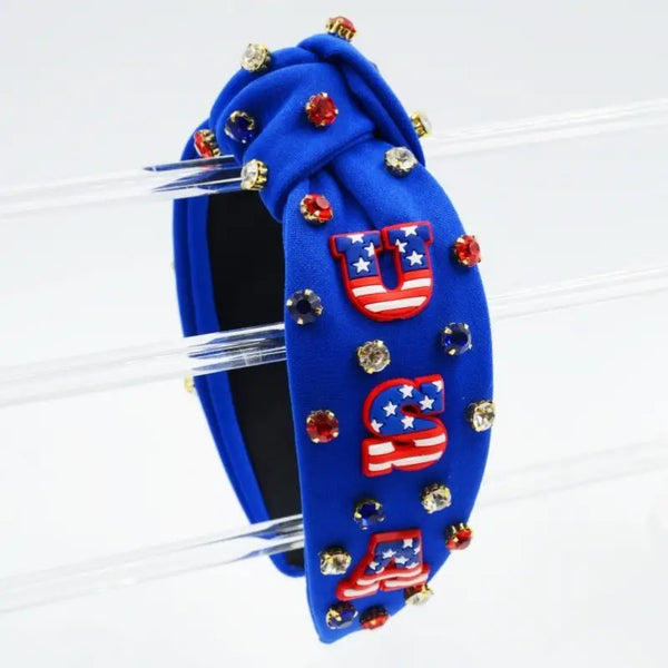 4TH of July USA Rhinestone Stud Headband
