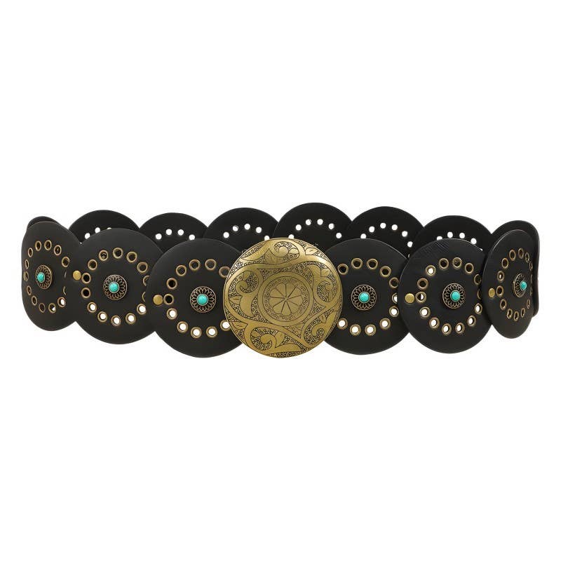 Studded Circular Disc Snap Y Shape Belt