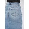 MICA DENIM MIDI SKIRT WITH DISTRESSED - Blush & Cactus
