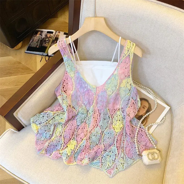 Cotton Candy Skies Crochet Tank