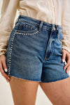 Judy Blue Hw R.m. Cut Off Short W/ Dome Studded - Blush & Cactus