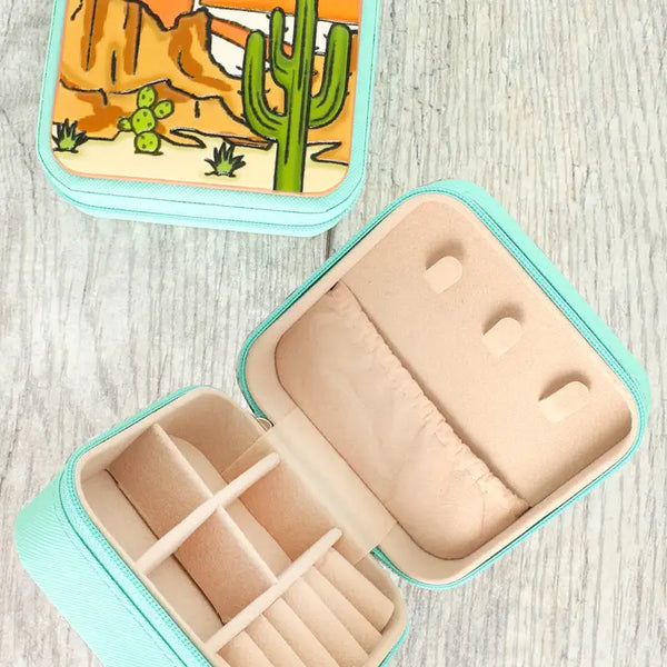 Western Desert Themed Leather Jewelry Box