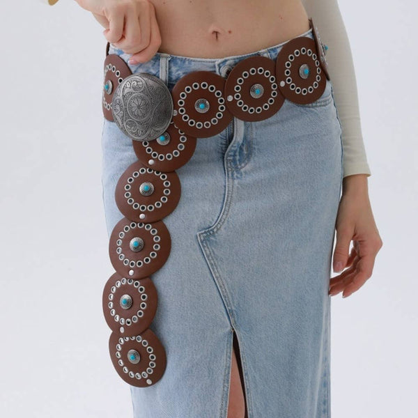 WESTERN CIRCLE BELT TURQUOISE EMBELLISHED - Blush & Cactus