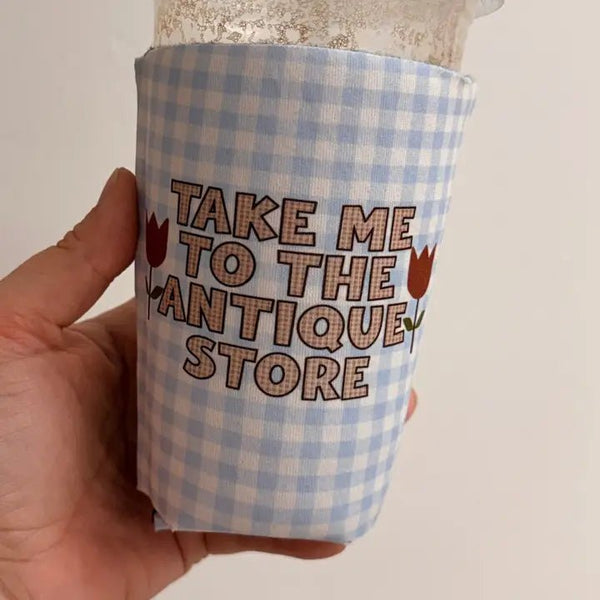 Iced Coffee Sleeve, Take Me To the Antique Store - Blush & Cactus