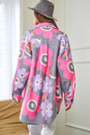 Retro Floral Printed Button Front Shacket Jacket