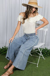 Self Fray Tencel Chambray Palazzo Pants