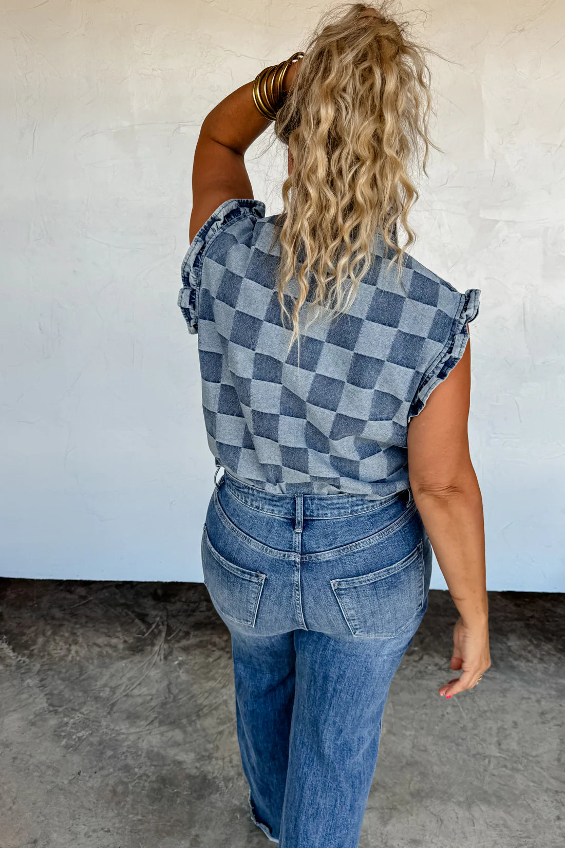 Lainey Checkered Denim Vest
