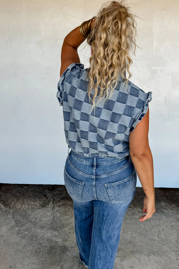 Lainey Checkered Denim Vest