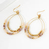 Faceted Beaded Layered Double Teardrop Dangle Earrings - Blush & Cactus