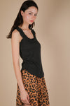 Very J Bow Trim Ruffled Knit Tank Top