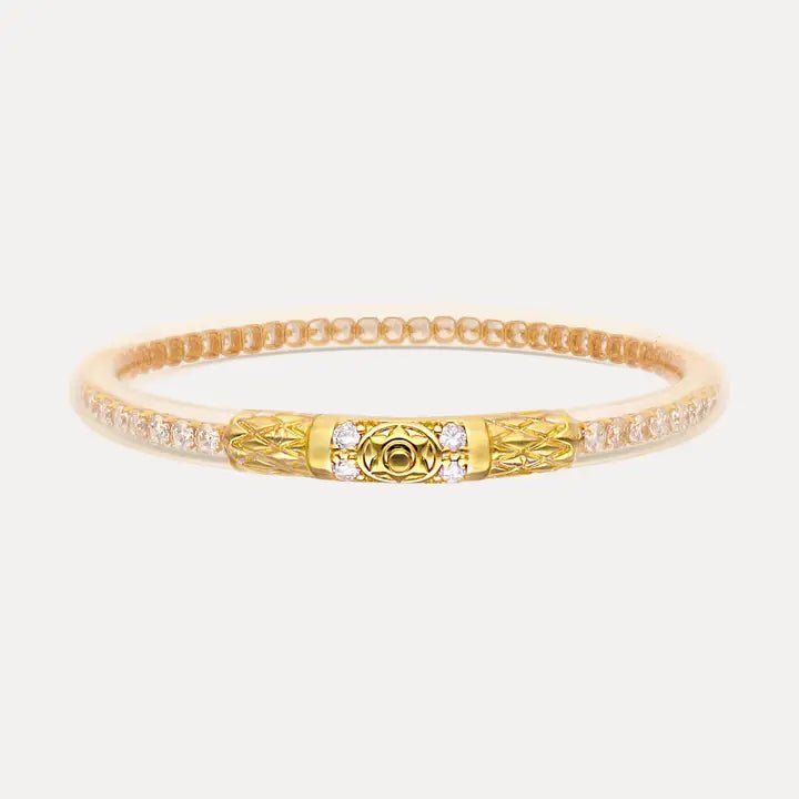 BuDhaGirl Queen All Weather Bangles (AWB) - Clear Crystal (Single Bangle) - Blush & Cactus