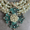 5 Strand Pearl Turquoise Cross Necklace