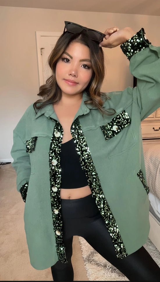 Bella Suede Sequin Shacket - Blush & Cactus