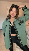 Bella Suede Sequin Shacket - Blush & Cactus