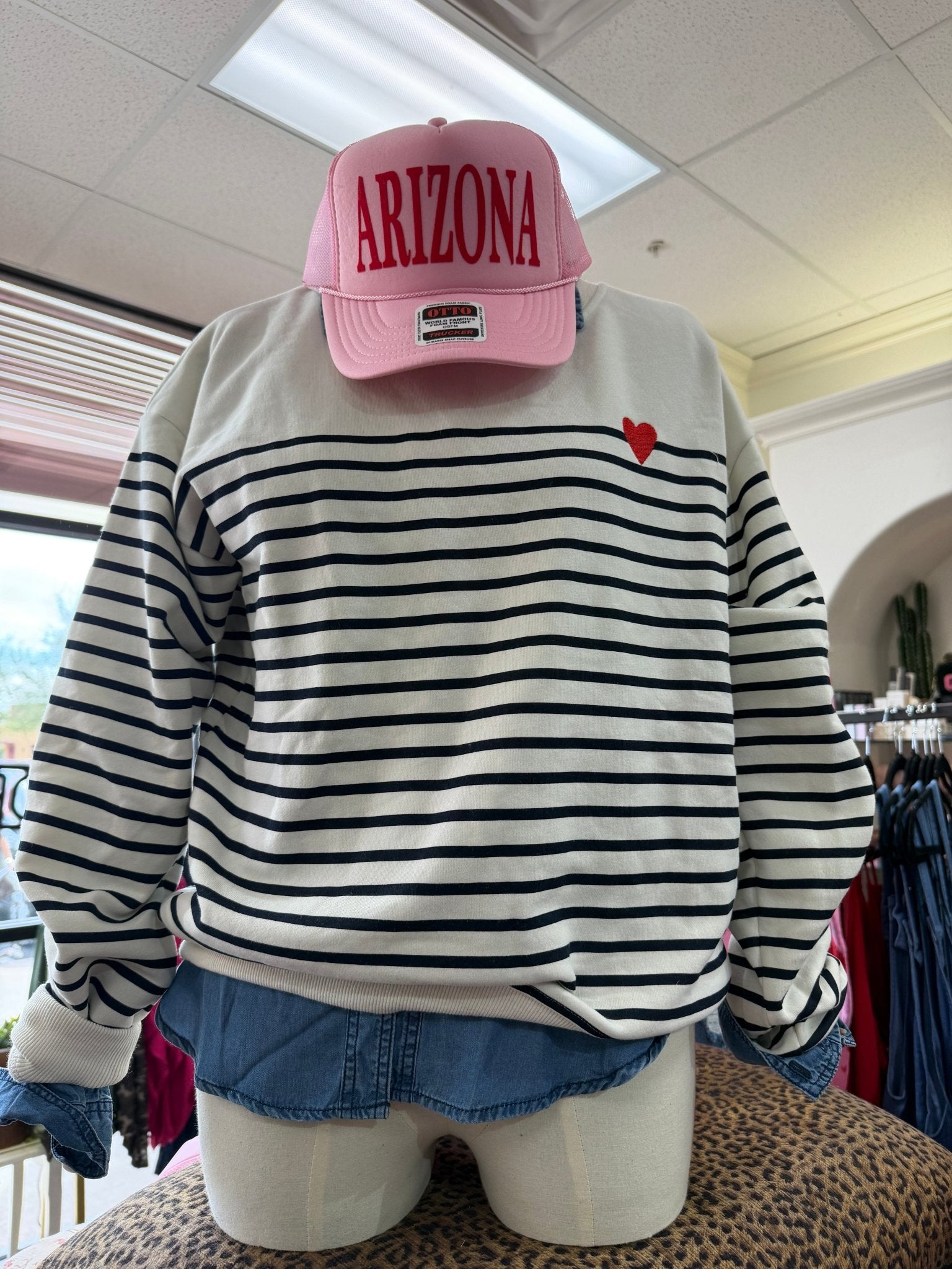 Valentine Striped Sweatshirt - Blush & Cactus