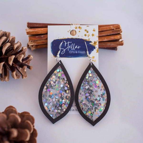 Fairy Dust Glitter Teardrop Inset Dangles - Blush & Cactus